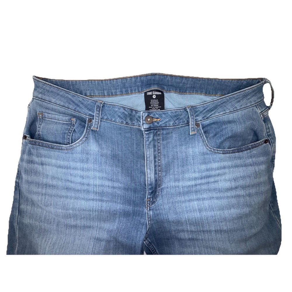 True Classic Jeans Mens Blue Straight High Stretch Comfort Size 38x33